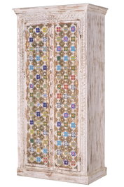 GINER Y COLOMER Armoire en bois de manguier blanc vieilli